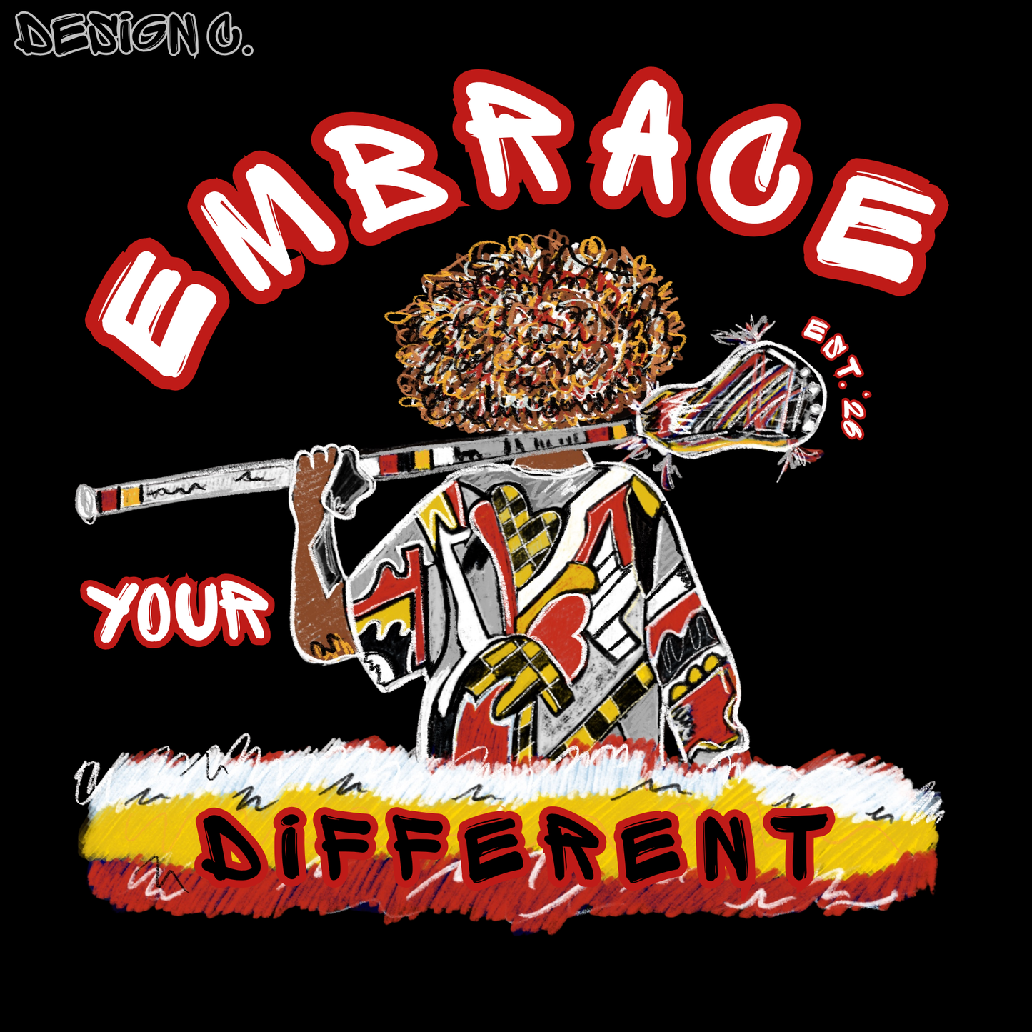 Embrace Your Different Lacrosse Tee β Bold Artistic Player Design