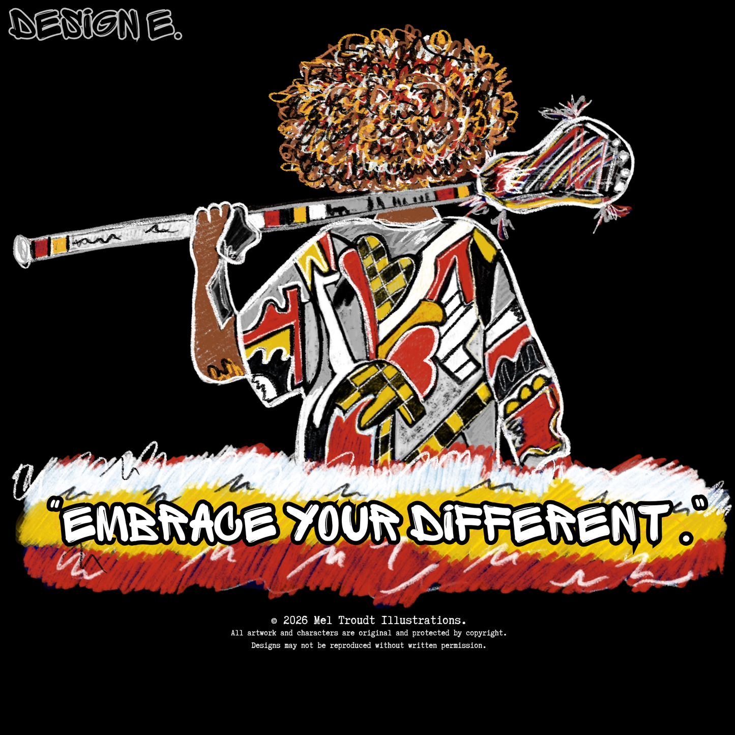 Embrace Your Different Lacrosse Tee – Bold Artistic Player Design