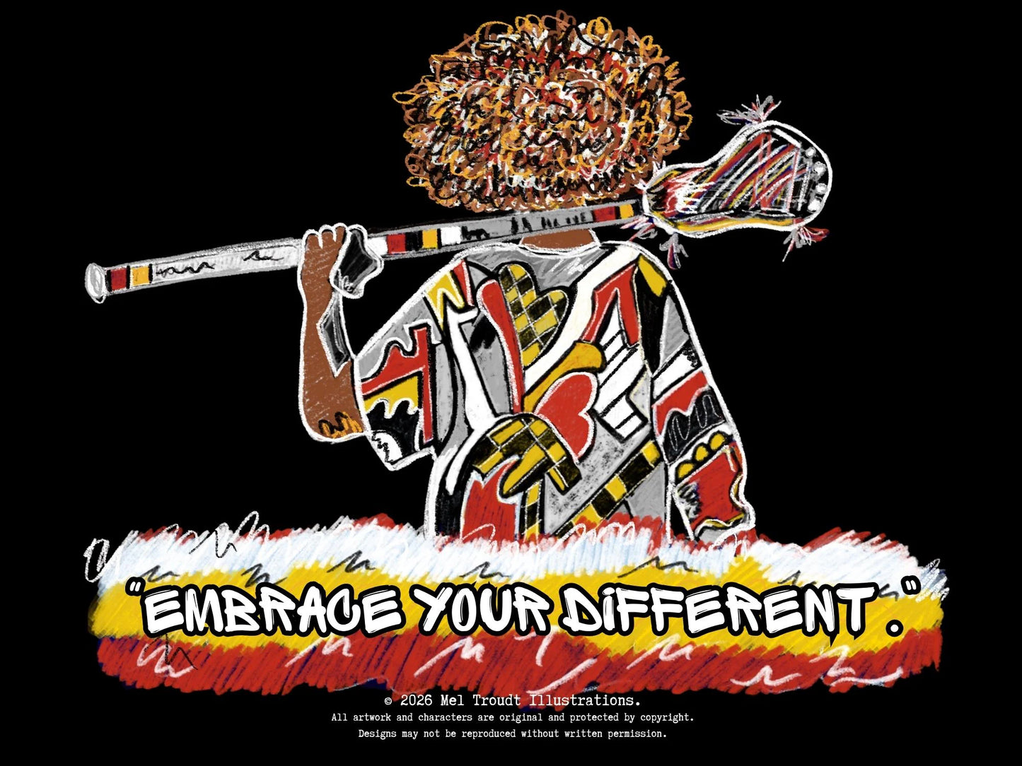 Embrace Your Different Lacrosse Tee – Bold Artistic Player Design