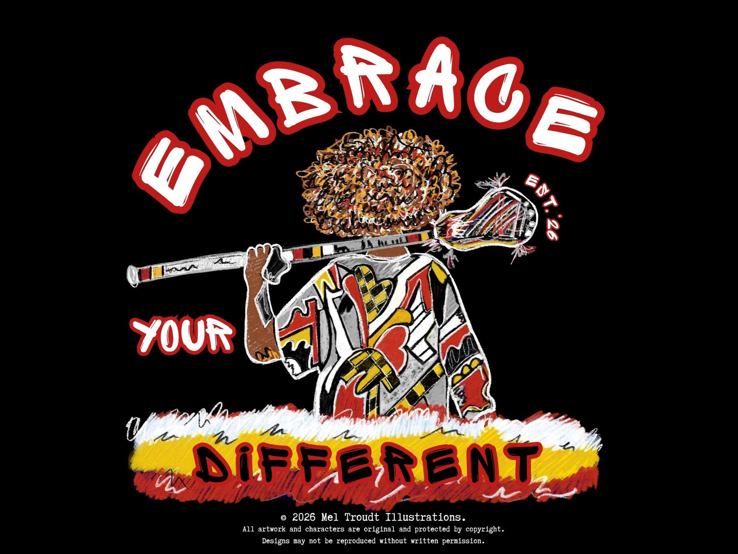 Embrace Your Different Lacrosse Tee – Bold Artistic Player Design