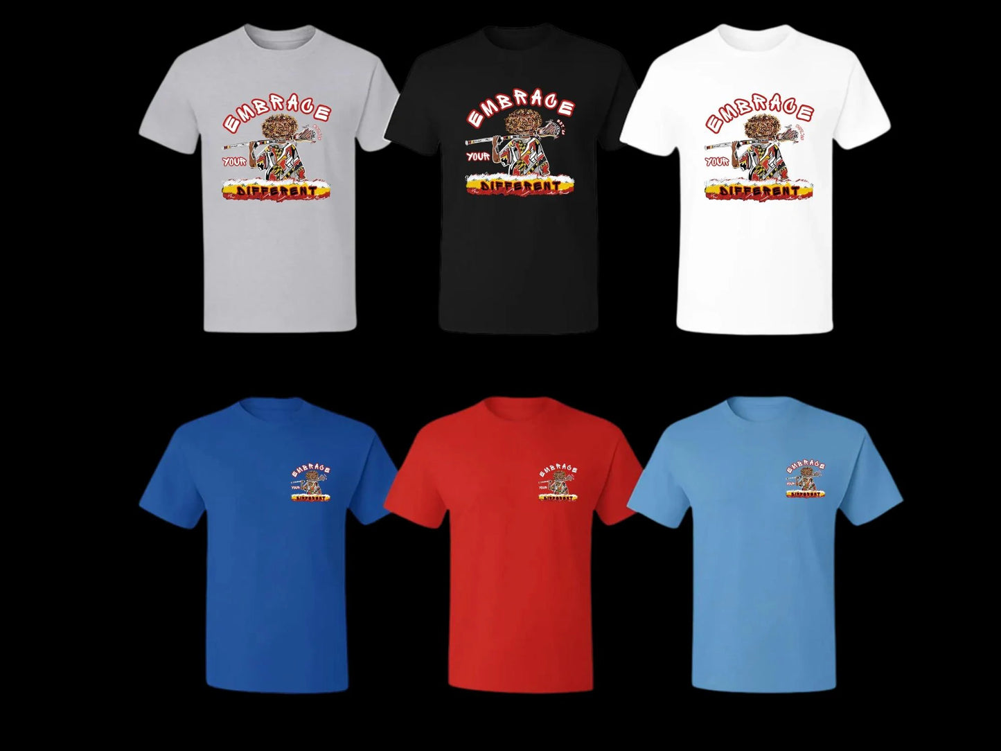 Embrace Your Different Lacrosse Tee – Bold Artistic Player Design