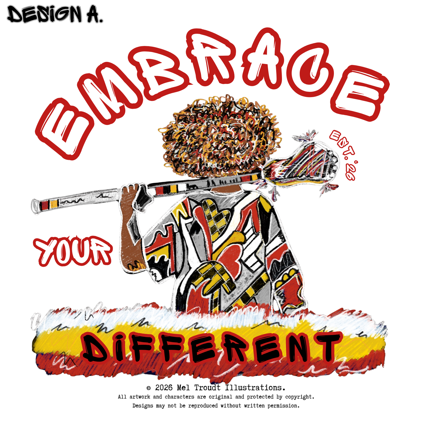 Embrace Your Different Lacrosse Tee – Bold Artistic Player Design