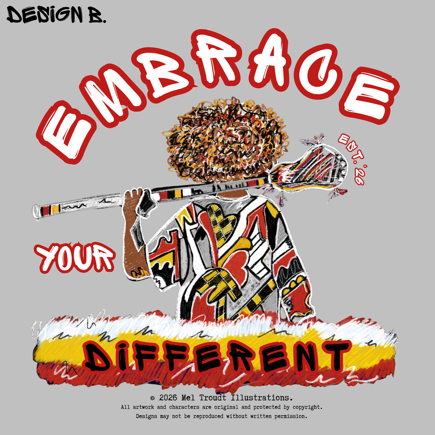 Embrace Your Different Lacrosse Tee – Bold Artistic Player Design