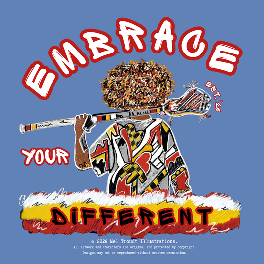 Embrace Your Different Lacrosse Tee – Bold Artistic Player Design