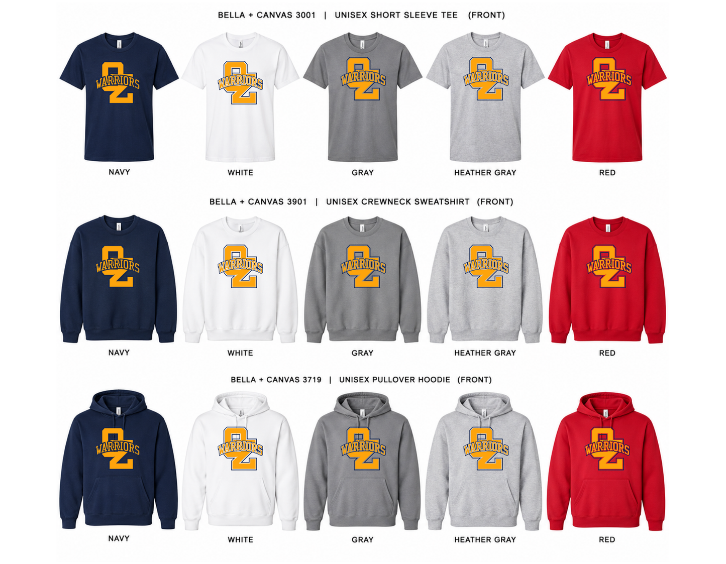 Ozaukee Warriors Block O Spirit Wear
